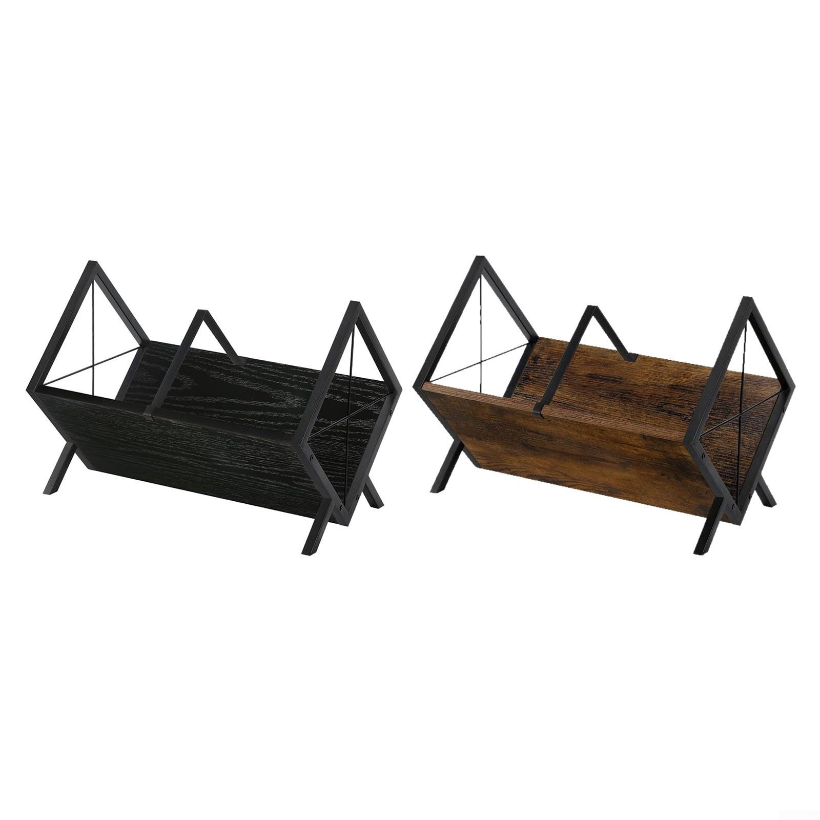 Scaffale per dischi in vinile, porta CD in legno con struttura in metallo, per studio domestico, nero (marrone)