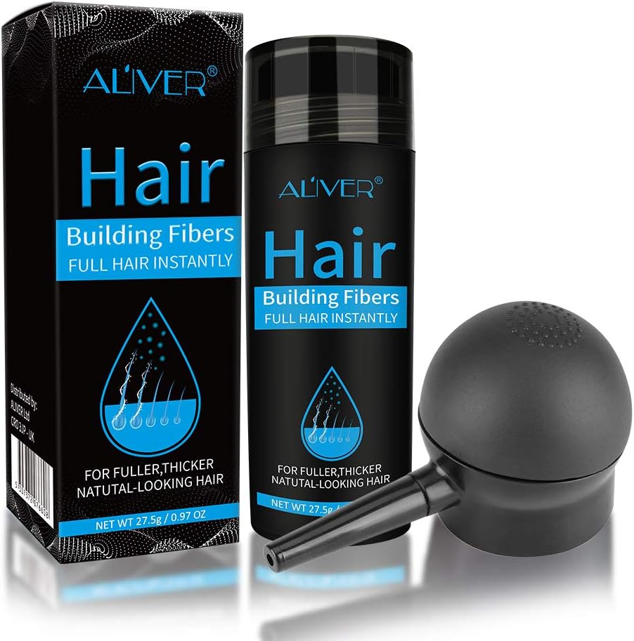 IFUDOITHair Fibres Black with applicator, Keratin Hair Building Fibres Completely Conceals Hair Loss in 30 Seconds, Hair Volume Powder for Men and Women for Bald Spots & Thinning Hair