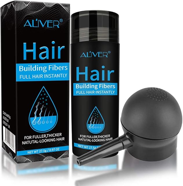 Hair Building Fibers, Nature Keratin Hair Fibers Black, Full Hair Instantly, Professional Quality Fiber Hair Powder Spray for Men and Women (Black)