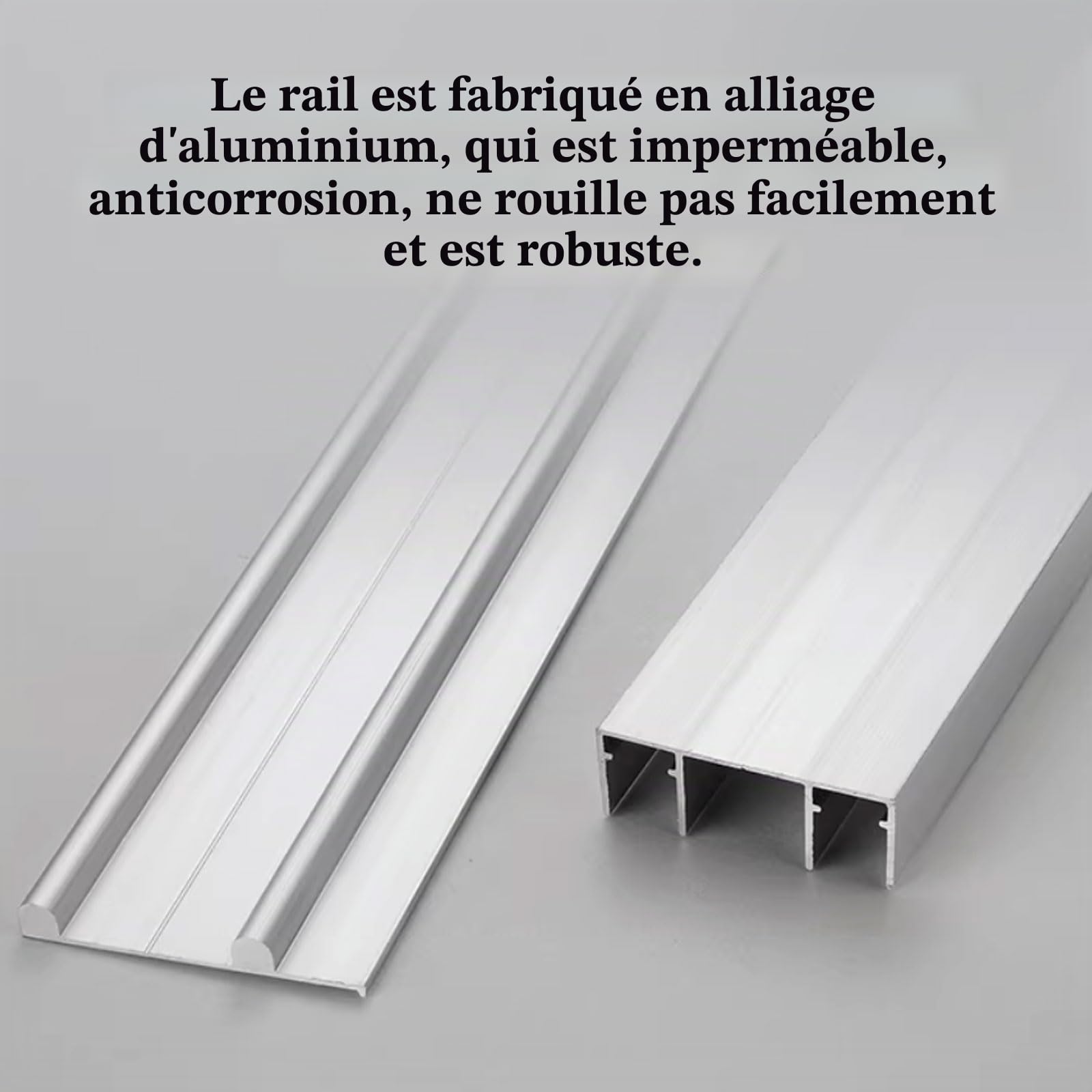 Rail Porte Coulissante Double,Kit Porte Coulissante Rail Double,Kit Porte Coulissante,Rail pour Porte coulissante Placard,pour Portes de Placards et de Salle de Bain.