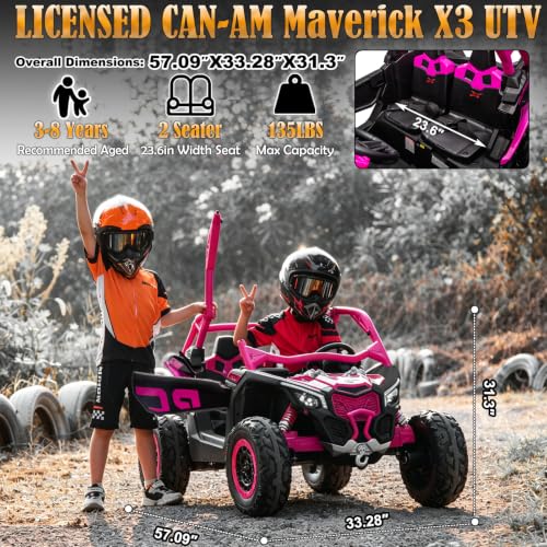 Image of Licensed CAN-AM Maverick X3 24V Ride On Toys 2 Seater Kids UTV Side by Side