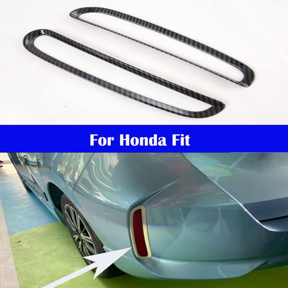 Car Interior Trim Strip Modified Carbon Fiber Electroplating Trim Strip for Fit 2020-2021-2022-2023 (2 Rear Fog Light Frame Carbon Fiber)