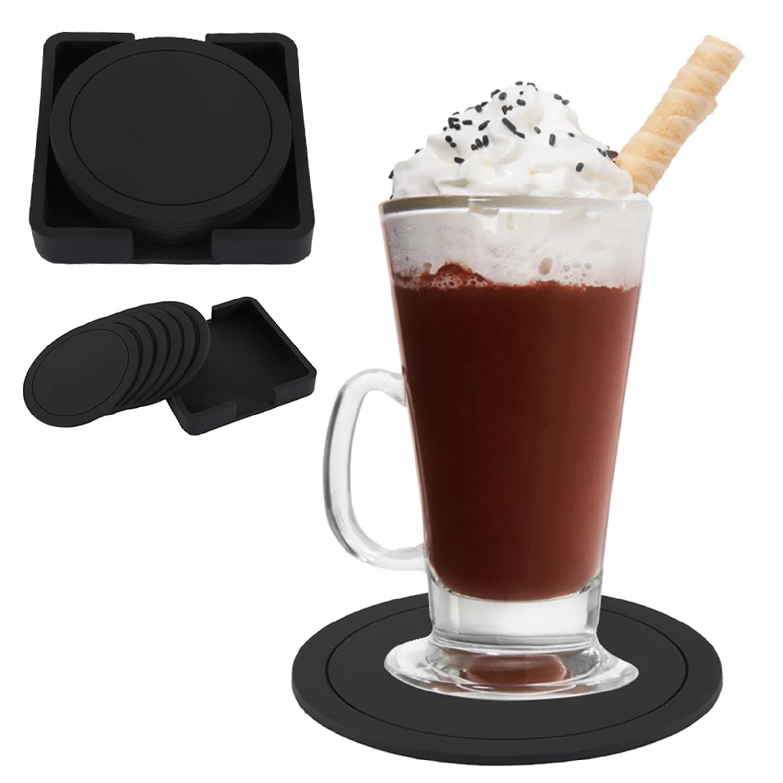 Lot de 16 dessous de verre en silicone antidérapant pour boissons chaudes Accessoires de cuisine