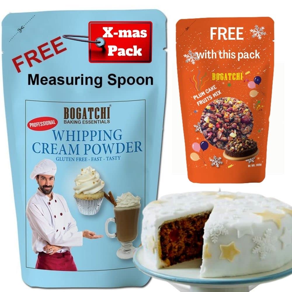 BOGATCHI Whipping Cream Powder, Whipped Cream Powder 180g + Plum Cake Fruits Mix, 100g Xmas Plum Cake, Christmas Cake-image-39