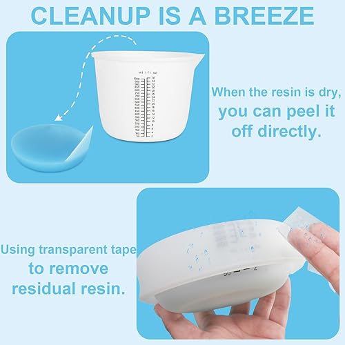 Miniatura 6 de Creahaus Tazas medidoras de silicona grandes de 33.8 fl oz para resina, tazón de mezcla de silicona fácil de leer de 36 onzas con taza mezcladora