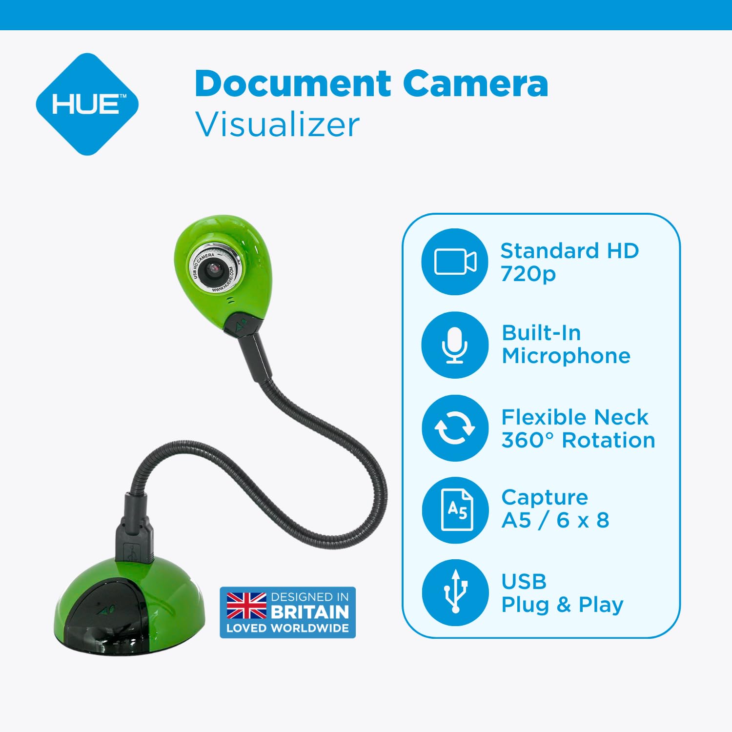 HUE HD draagbare USB-camera en visualiser (Rode camera met draagtas