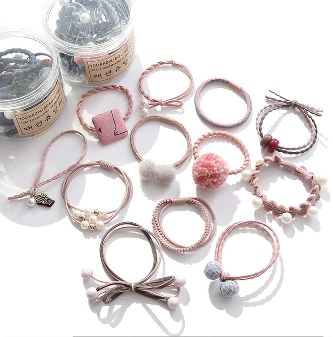 AARainbow 12Pcs Korean Elastic Hairbands,Hair Accessories for Women,Coil Hair Ties,Cute Ties Rope,Spiral Hair Ties,Ponytail Holders for Teen Girls,Young Lady (Pink)