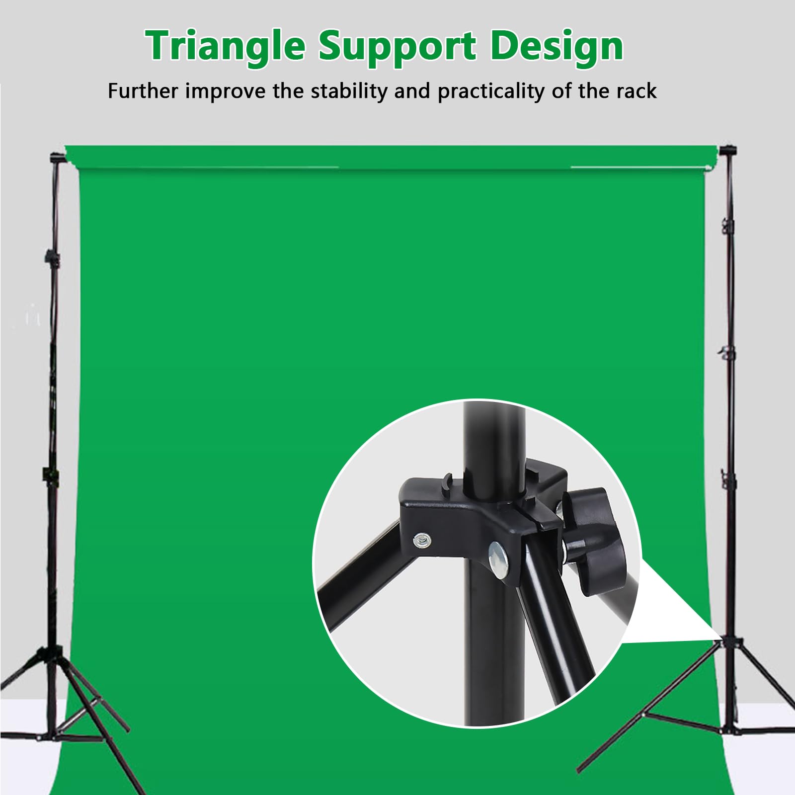Green Screen con Supporto, Portatile Green Screen 3 x 3 m con Supporto per Sfondo Regolabile da 2,6 x 3 m e 4 Morsetti per Sfondo per Scattare Foto Streaming di Video di Gioco