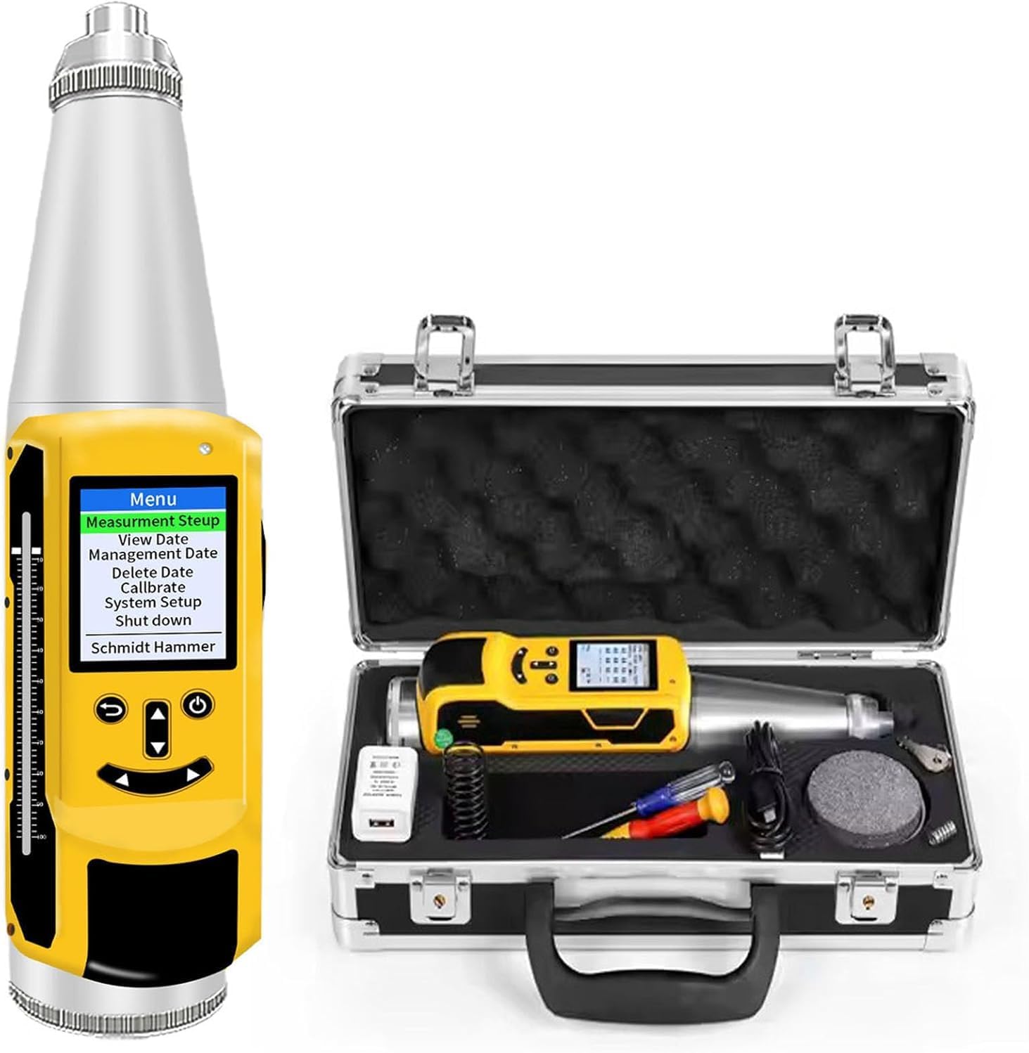 SKYKING Digital Concrete Rebound Hammer with Data Record, Report Generation and PC Software Interface | 10-60Mpa (1450-8702 PSI) Schmidt Hammer