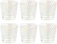 Vista 9 de Koyal Wholesale 6 portavelas votivas transparentes a granel, portavelas de vidrio de punto elevado, soporte de vidrio de leche transparente a granel