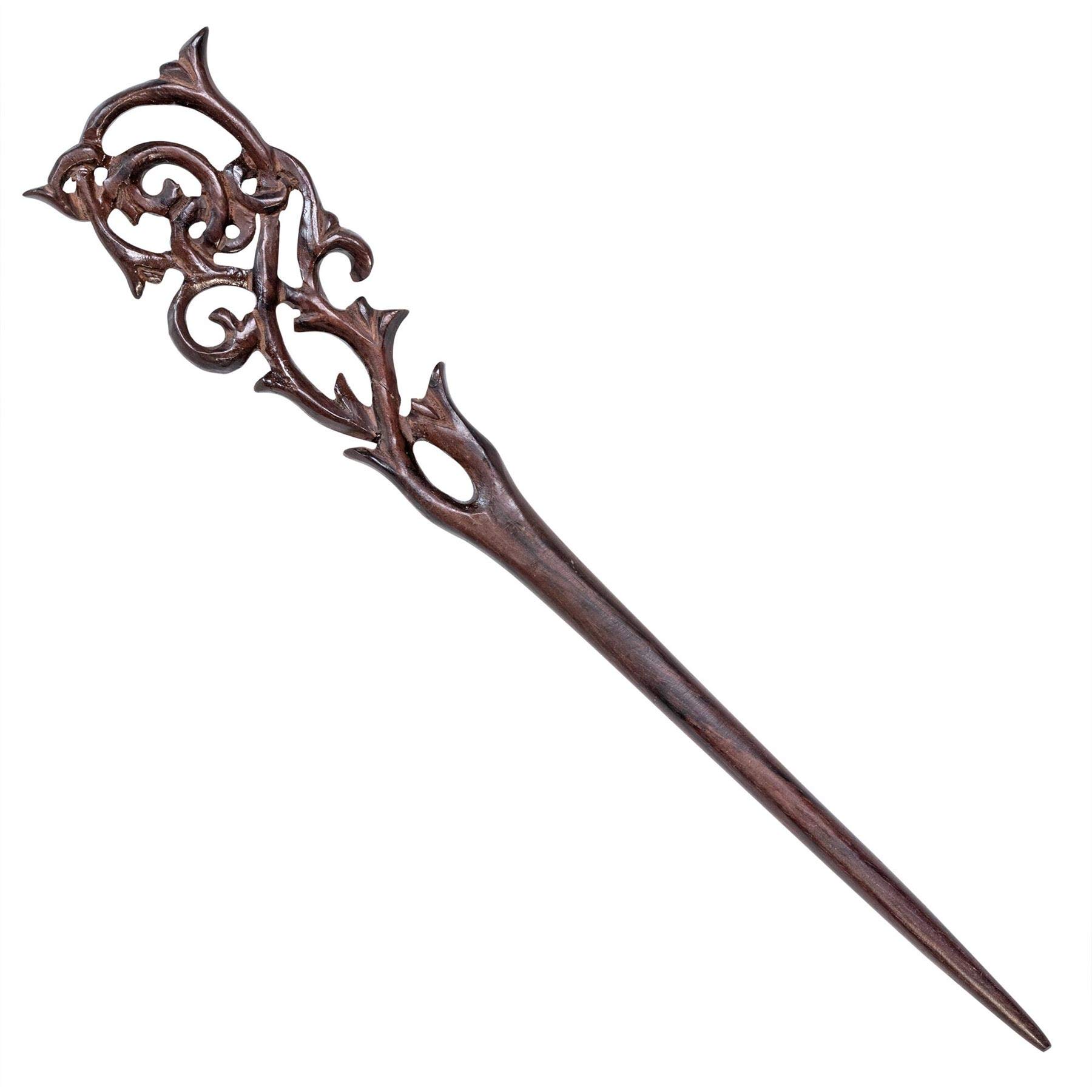 Horquilla de madera natural para peinados boho y recogidos diarios con flores de mujer 7