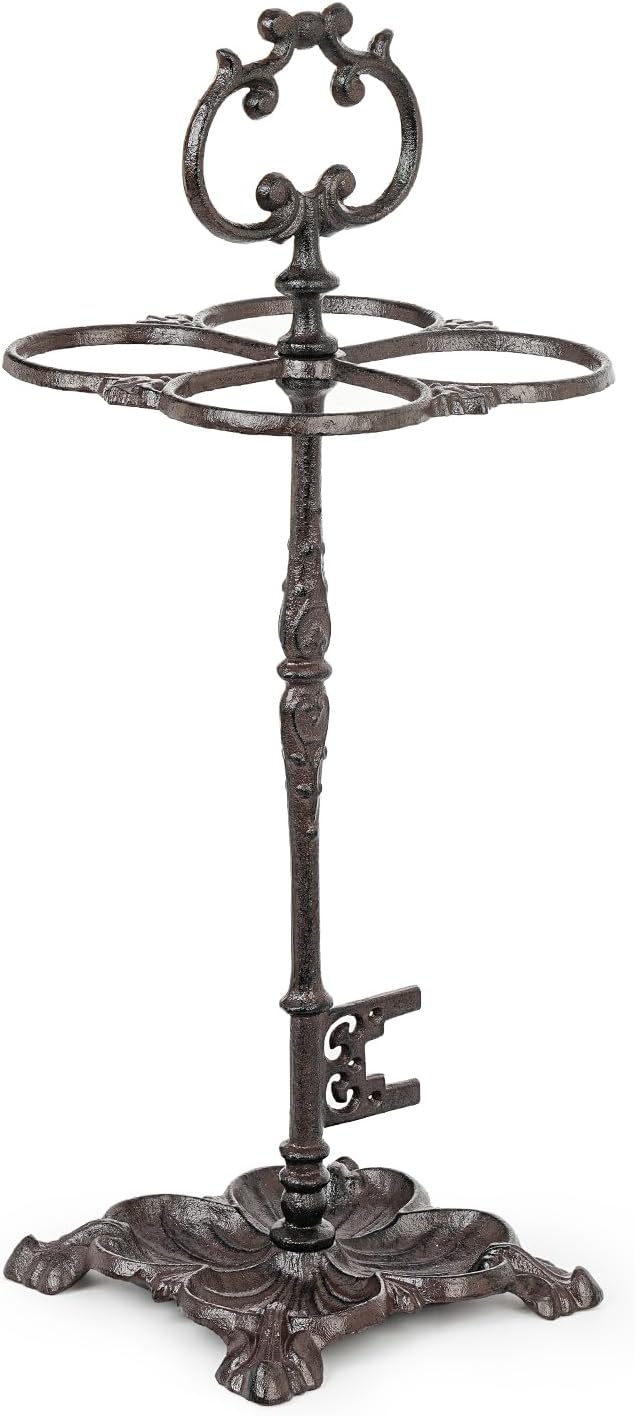 Sungmor Vintage Cast Iron Umbrella Stand, Heavy Duty Decorative Umbrella Holder for Entryway, Hallway & Office, Rustic Farmhouse Freestanding Metal Stand