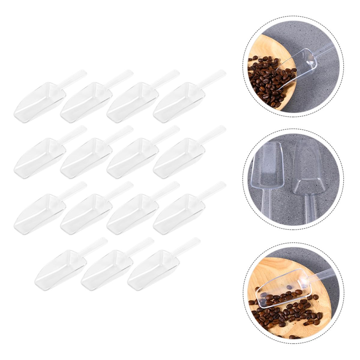 Pala para Hielo y Comida de Plástico Blanco 15 Piezas Multifuncional para Cocina, Barra y Buffet, Pala Multiusos para Alimentos y Recogedora de Granos