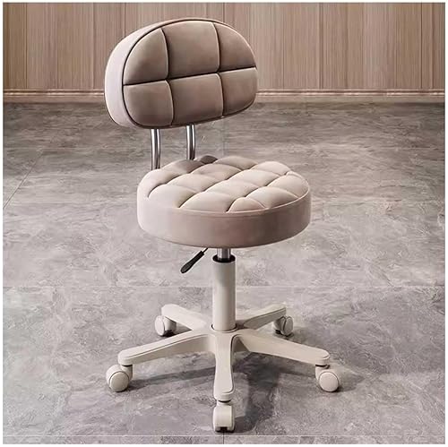 Miniatura 10 de Taburete hidráulico con respaldo ajustable y cómoda silla giratoria para spa, tienda, salón, masaje, médico, trabajo u oficina (color rosa claro,