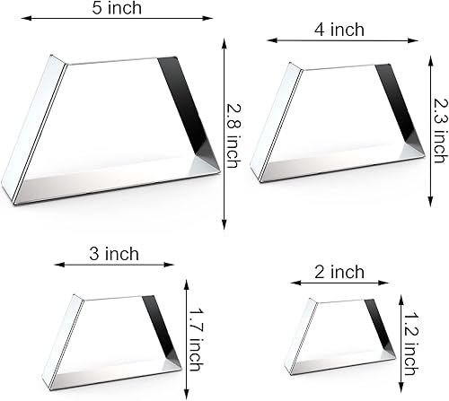 Miniatura 2 de Juego de cortadores de galletas trapezoidales grandes, 5 pulgadas, 4 pulgadas, 3 pulgadas, 2 pulgadas, placa de marco geométrico, moldes de formas