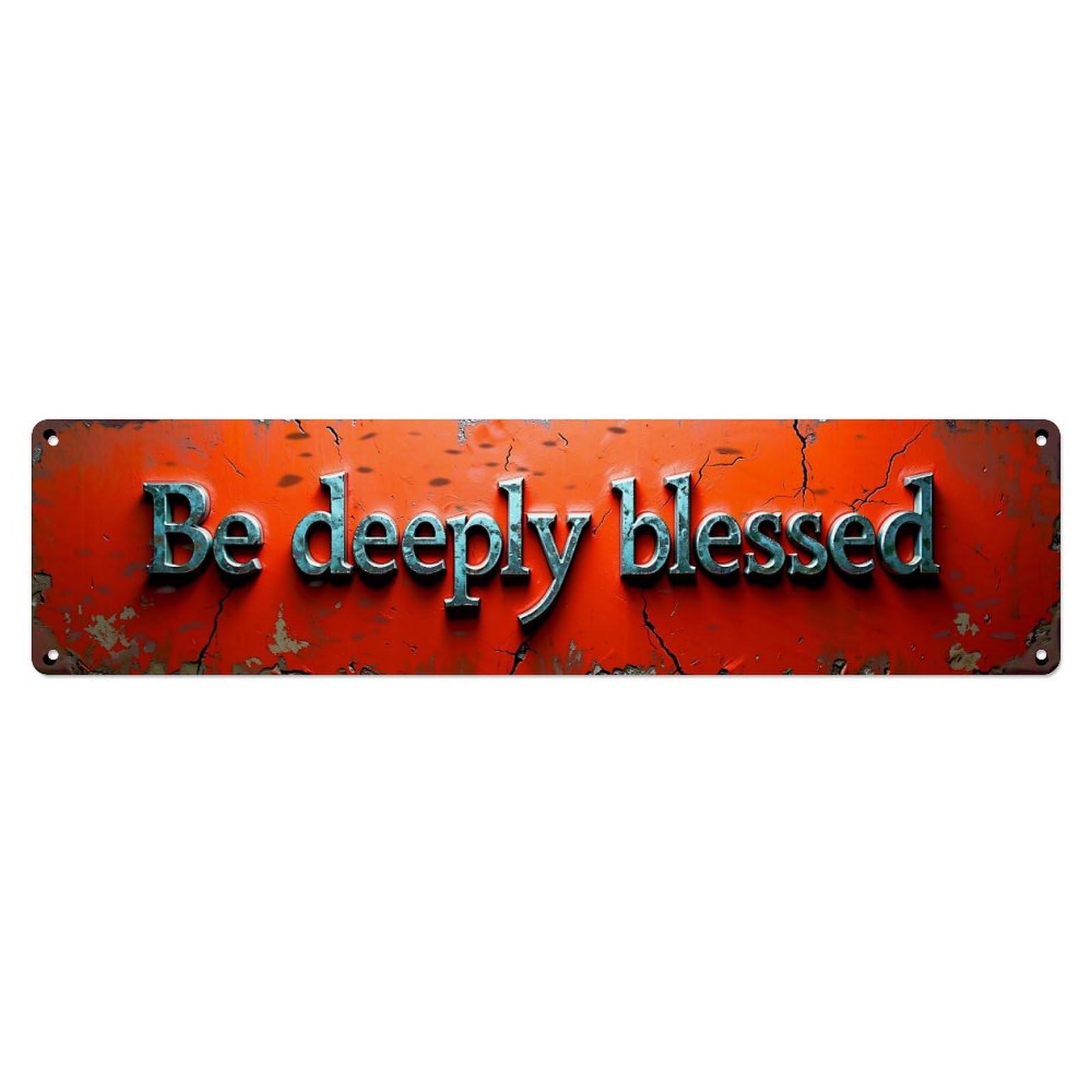 Jdyaojiesheng Vintage Be Deeply Blessed Orange Metal Sign Tin Sign Retro Metal Wall Decor Metal Poster, Home Bar Garage Farmhouse Cafe Wall Art Decoration 4X16inch