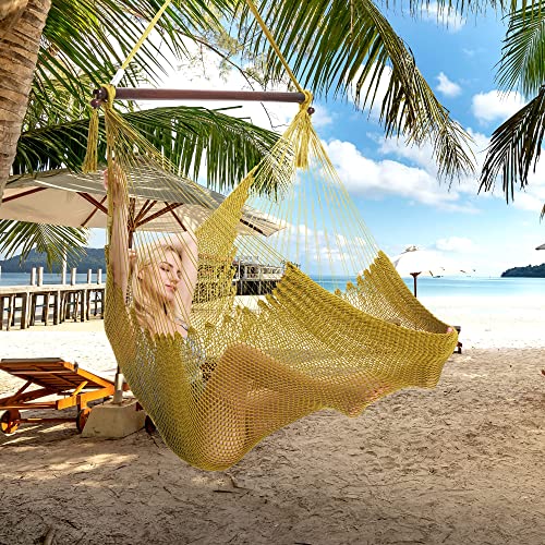 Large Caribbean Hammock Chair - 48 Inch - Polyester - Hanging Chair - Olive #TOP4
