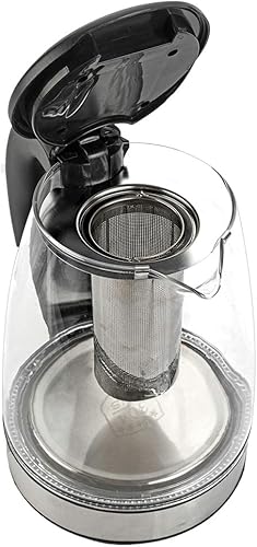 Miniatura 3 de Hervidor de té eléctrico de vidrio de 1.8 L, hervidor de agua eléctrico de hervido rápido, caldera de agua caliente y calentador de té, con luces