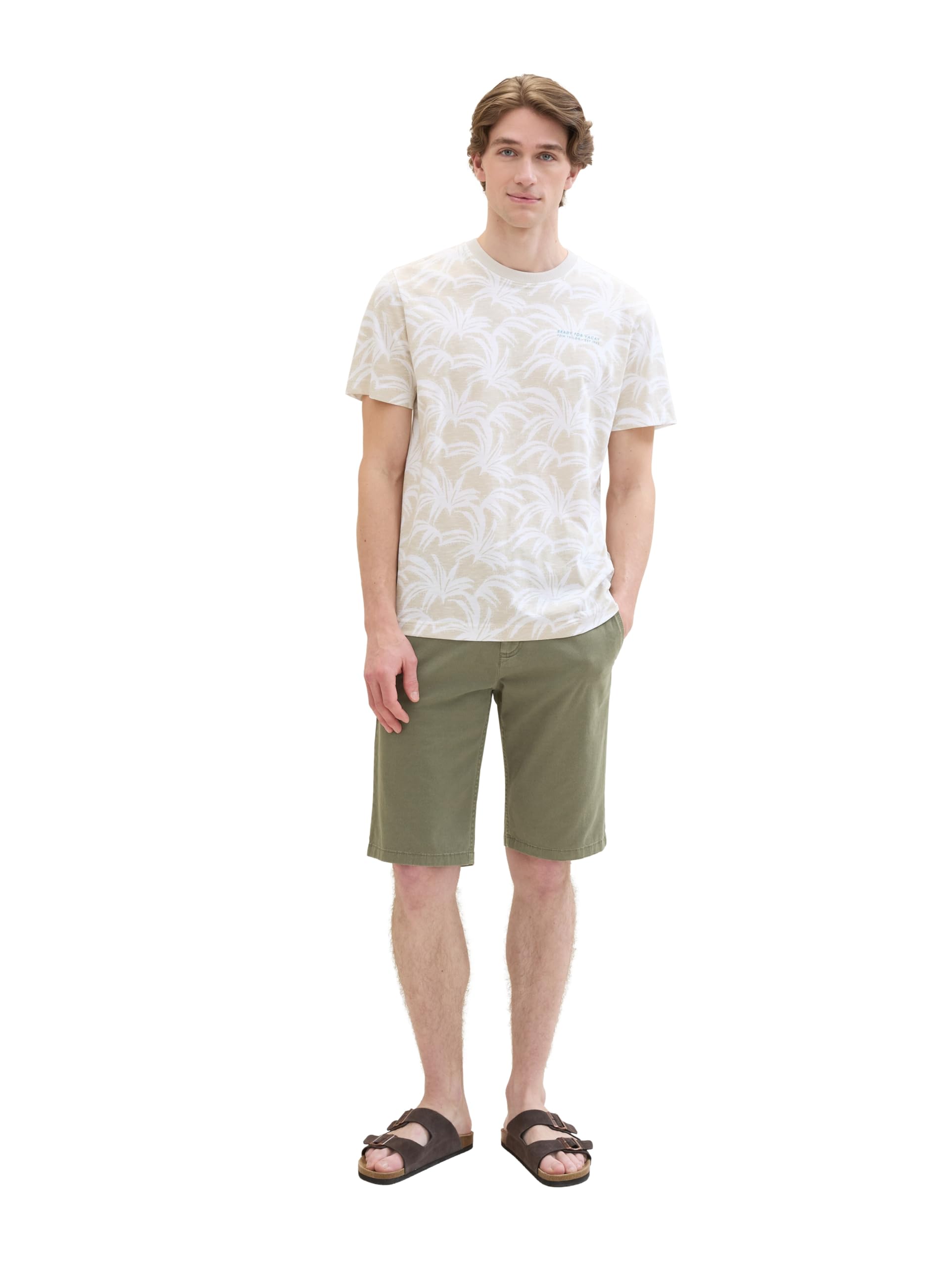 TOM TAILOR Herren 1040223 Slim Chino Bermuda Shorts mit Stretch, 34670 - Olive Structure Print, 29 – Ansicht 2