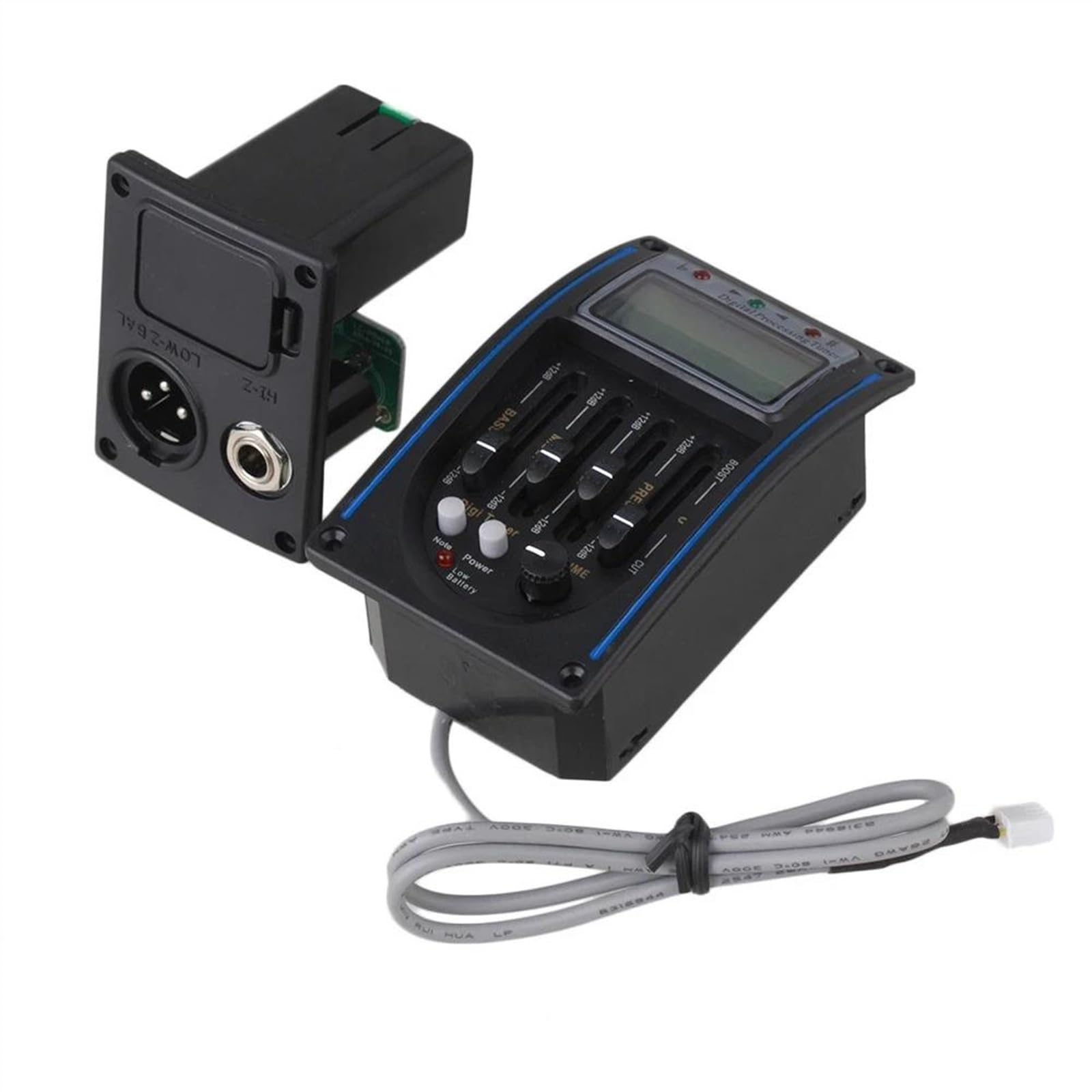 EQ Für Akustikgitarre 4-Band-Piezo-Vorverstärker Mit Tonabnehmer 4/5 Mit Anzeige Für Niedrigen Batteriestand Professioneller Tonabnehmer für Akustikgitarre(5 Way)