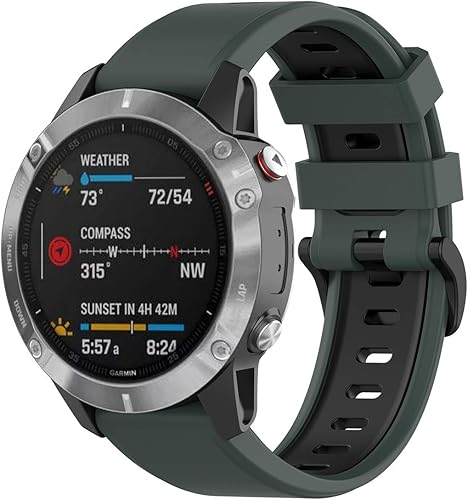 Miniatura 44 de Compatible con Garmin Fenix 6 Sapphire Watch Bands, Forerunner 945 Bands, 0.866 in Quickfit Silicona Correa de repuesto para Garmin Instinct, Fenix