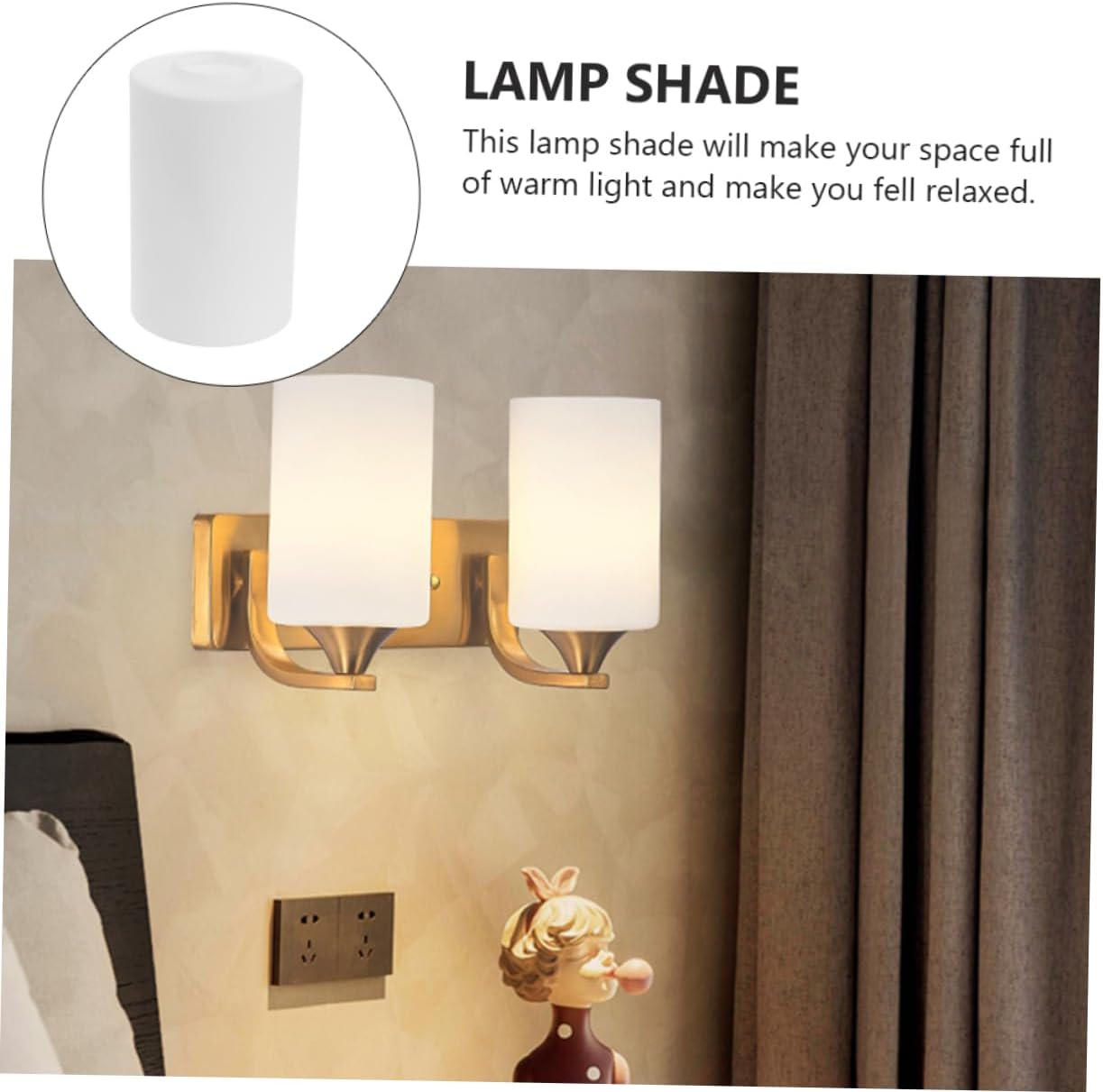 NUOBESTY E27 Frosted Glass Lamp Shade Cylinder Pendant Light Fixture 2-Piece Set for Chandelier and Wall Light Sturdy and Stylish Replacement Globe Shade