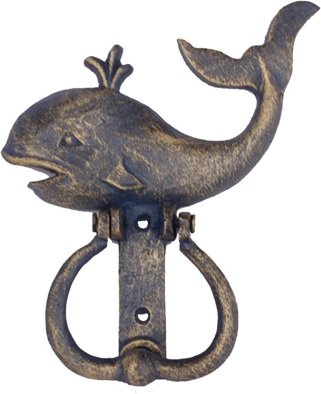 Door Knocker, Door Knocker Vintage Door Knocker, Lovely Dolphin Doorknockers Solid Iron Gate Rings, for Outdoor Front Door Garden Nursery, Easy to Install