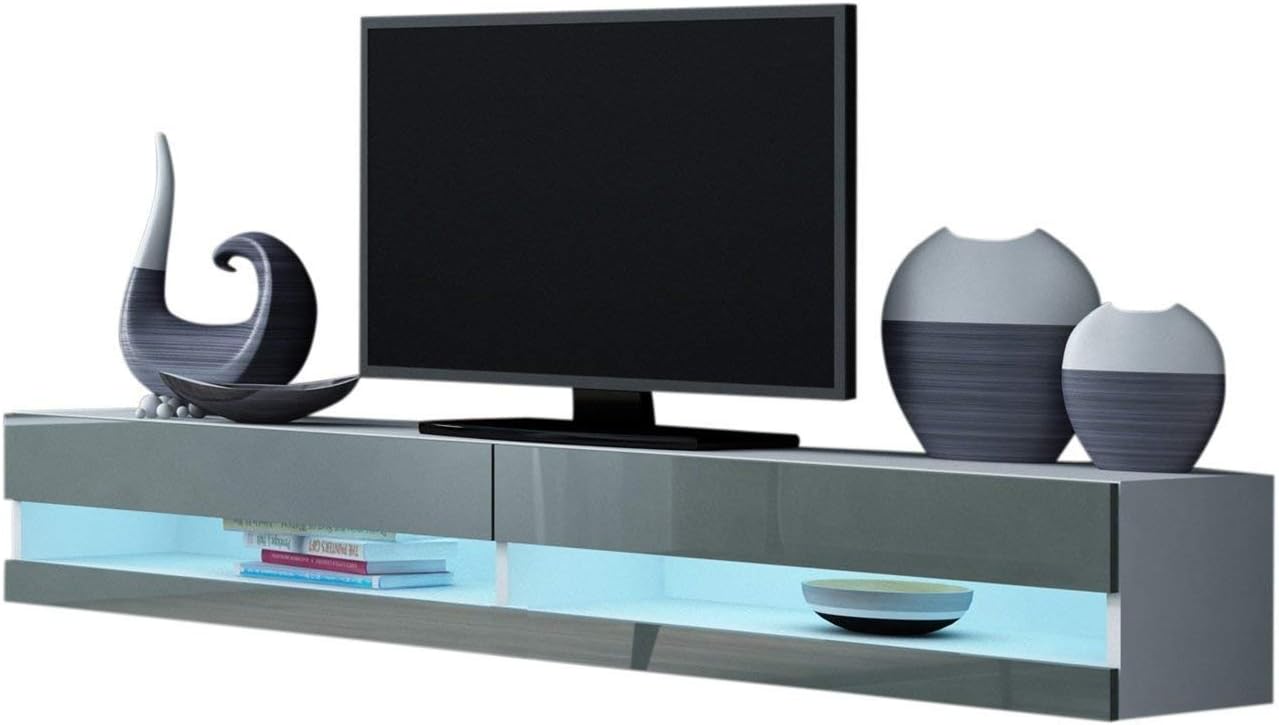 Seattle Wall Mounted TV Stand/TV Entertainment Center/Floating tv Wall Units Color (White & Grey)