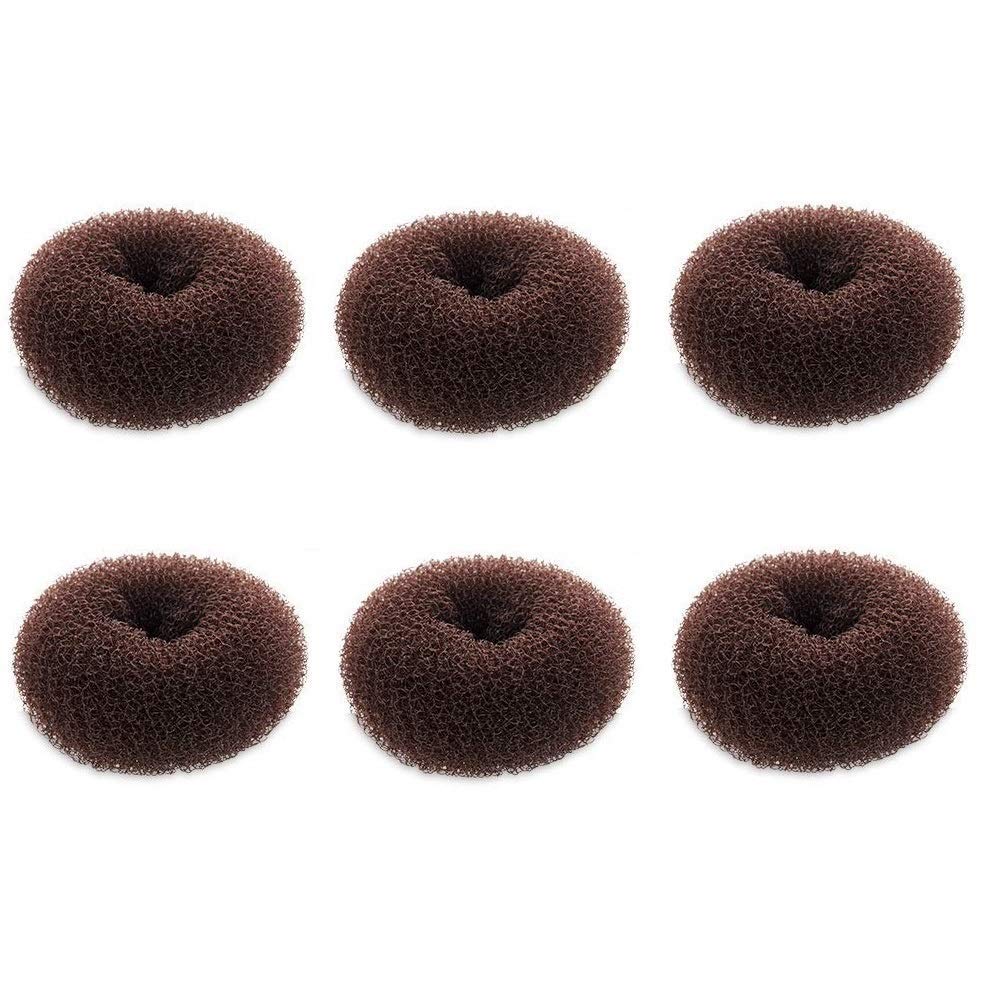 Vineen 6 PCS Donut Extra Small Hair Bun Maker, Chignon Hair Donut, Mini Hair Doughnut Shaper, Hair Styling Accessories, for Kids, Girls, Short and Thin Hair, Small Size 2 Inch, Dark Brown