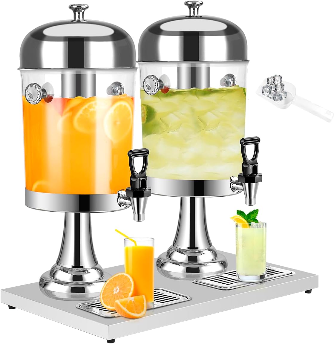 Drink Dispenser with Stand 4.4 Gallon – Drink Dispenser Tower with Ice Core for Parties Catering Commercial Hot and Cold Beverage Dispenser with Drip Tray for Juice Beer Water Lemonade