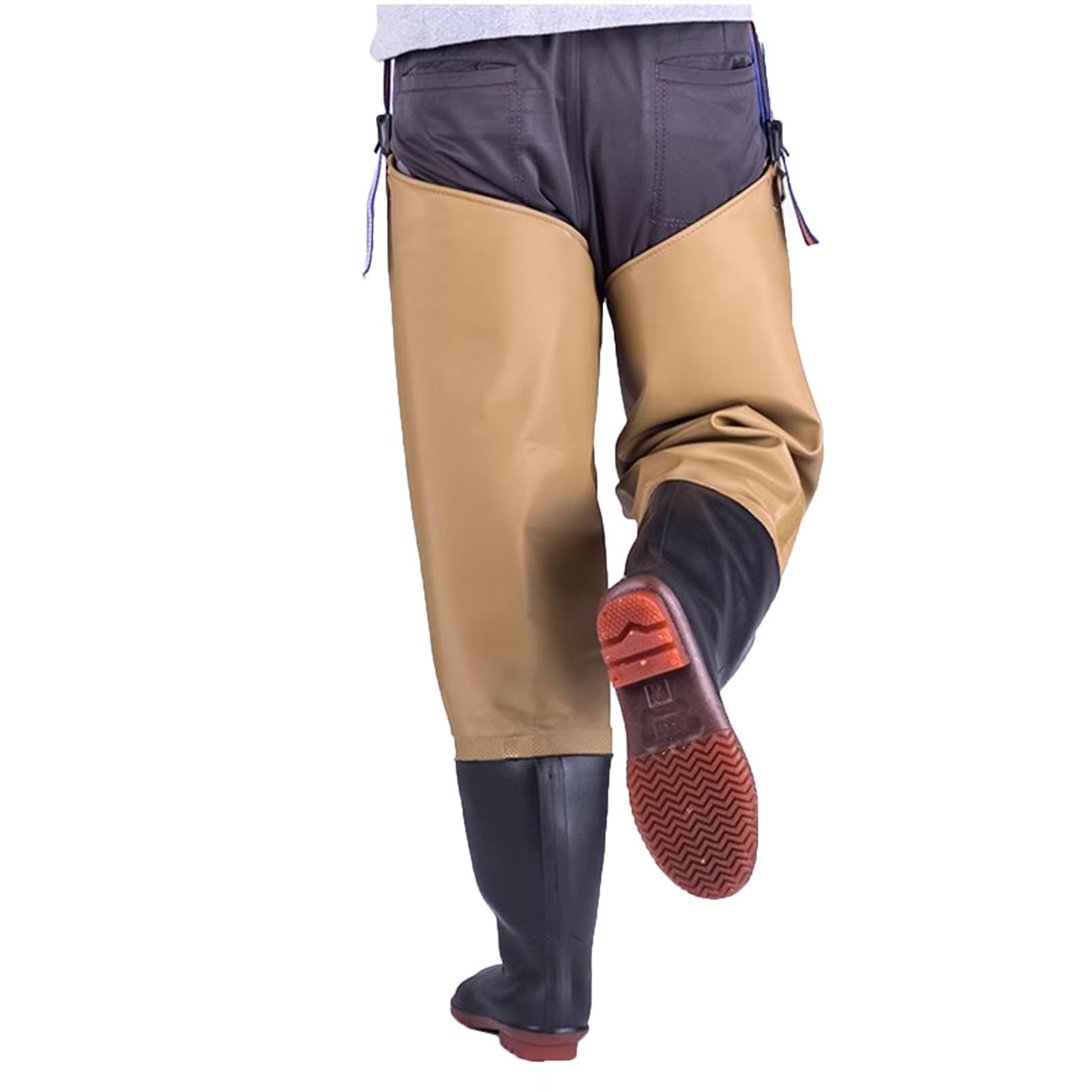 IBOWZ Vadeadores de Pesca Botas de Pesca de PVC hasta la Rodilla. Botas de Caza con vadeo hasta la Rodilla de 80 cm/31,5 Pulgadas. con Hebilla de Bloqueo Ajustable.