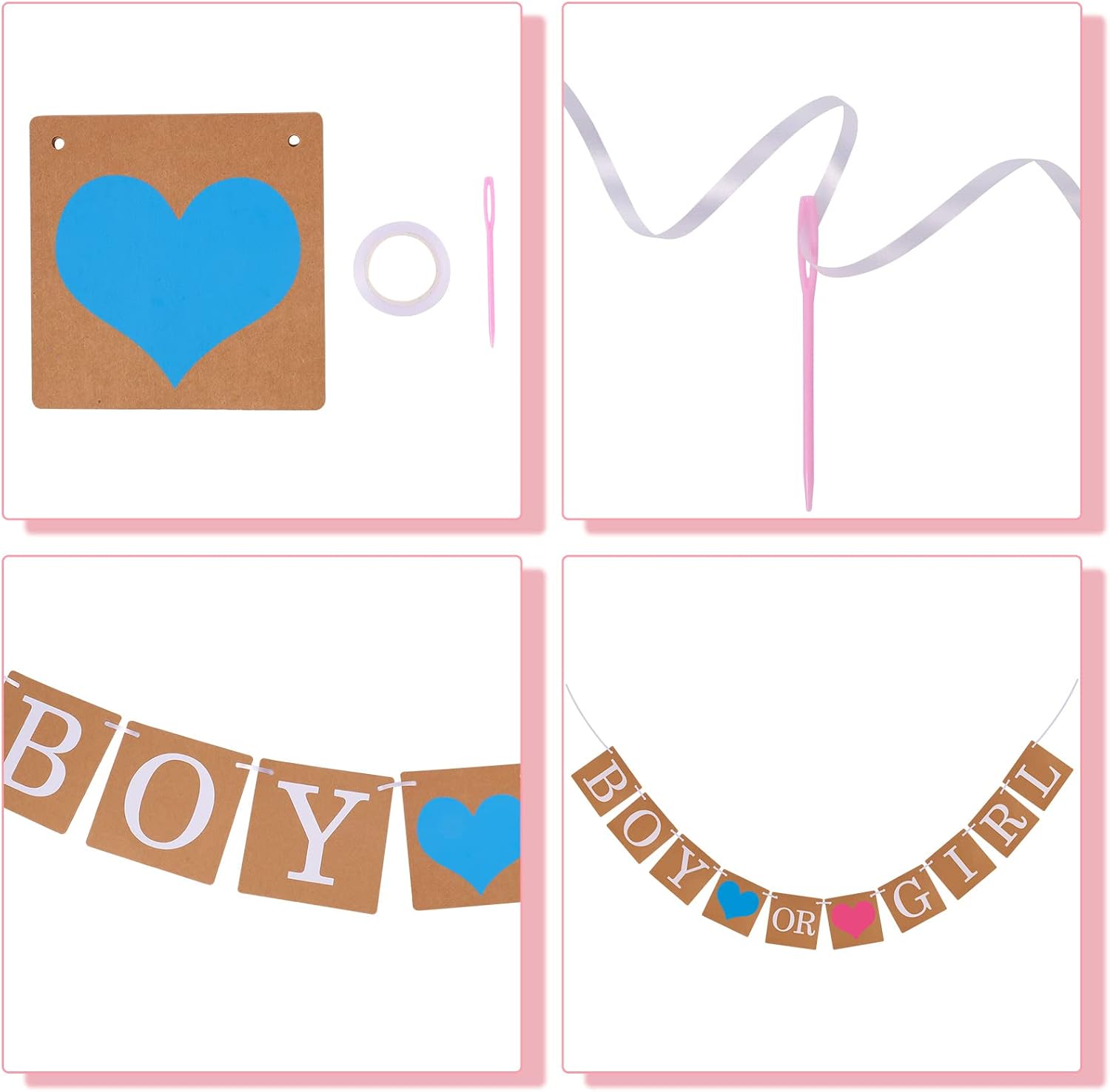 FRIUSATE Boy or Girl Banner, Gender Reveal Balloons Blue and Pink Bunting Banner Gender Reveal Party Game Decoration - Image 4