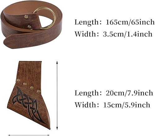 Miniatura 6 de HiiFeuer Rana de espada medieval con cinturón, funda de espada vikinga, funda de espada renacentista vintage para Ren Faire