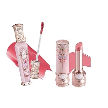Flower Knows Butterfly Cloud Collar Glossy Lipstick C04 Peachy Aqua + Violet Strawberry Rococo Glitter Lip Gloss G02 Rasberry Booze