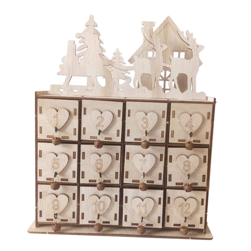Holz Adventskalender Aufbewahrungsbox für Weihnachten Dekoration Geschenk