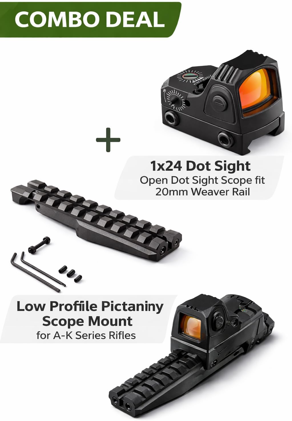 Gotical Low Profile Picatinny Scope Mount for A-K Series Rifles A-K Rear Sight A-K Series Rifles A-K Rear Sight Rail