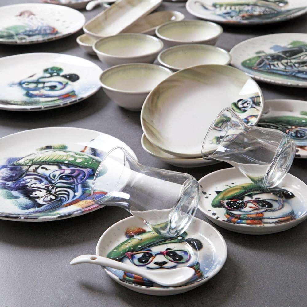 32-częściowy serwis śniadaniowy dla 6 osób – Ice Age Bone China – wysokiej jakości porcelana – nadaje się do mycia w zmywarce – opakowanie prezentowe – kompletny zestaw