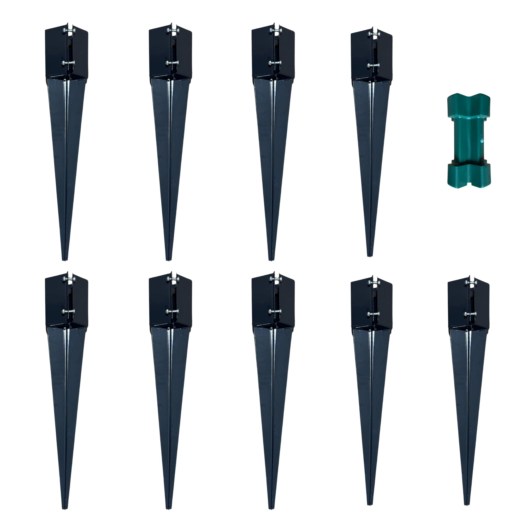 [FIXINGS DIRECT®] 100mm (4") Grey Industrial Fence Post Spike Support 600mm Long Drive Down Post Spike (Includes Free Updated Driving Tool) (9, 100x100mm (4"))