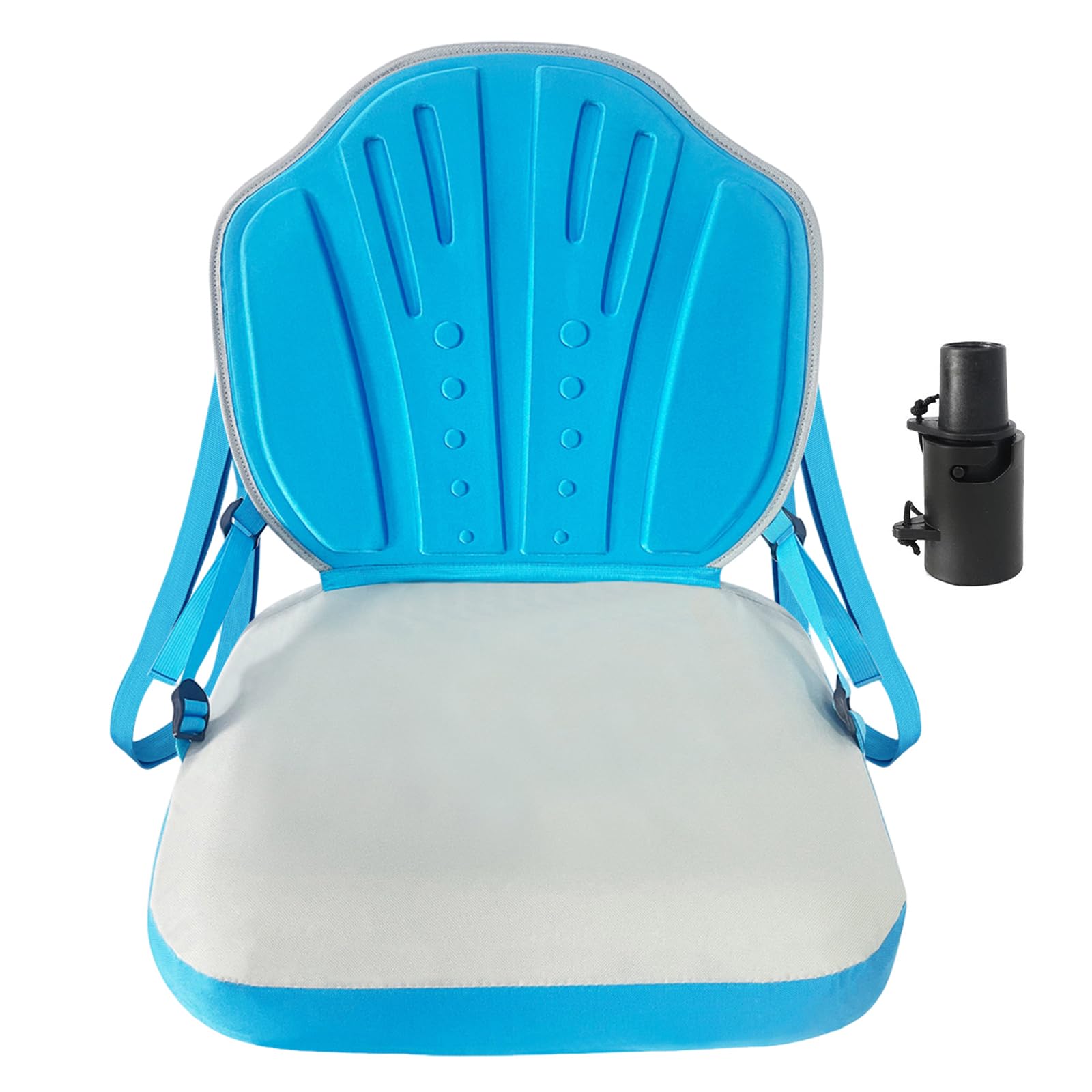 Aufblasbares Paddelbrett, einfache Installation, universeller Paddel-Kajaks-Sitz mit Rückenstütze und Luftpumpen-Adapter, faltbarer aufblasbarer Stuhl für Kajak und Rafting