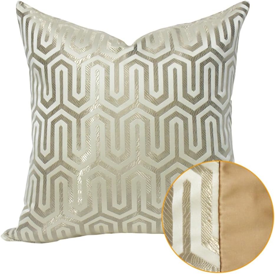 HBJWOV Light Gold ometric Pattern Sofa Living Room Pillow Cover Model Hotel Square