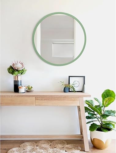 Miniatura 5 de JJUUYOU Espejo de pared circular de 16 pulgadas, espejo redondo para baño, espejos circulares verdes, decoración de pared de baño, espejos con marco