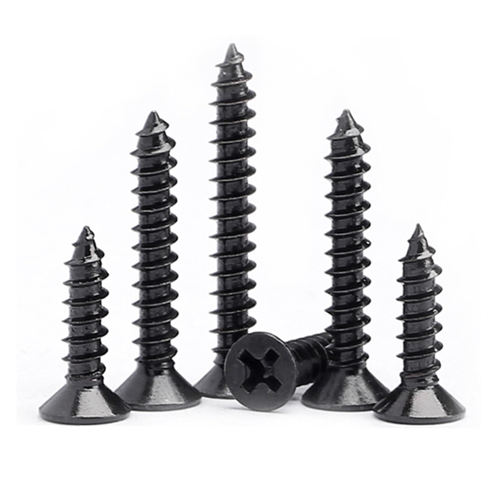 Yjin store 50 Stuks M3 Kleine Zwarte Stalen Kruis Platte Verzonken Kop Zelftappende Schroef (Color : 30mm, Size : M3.0 (50pcs