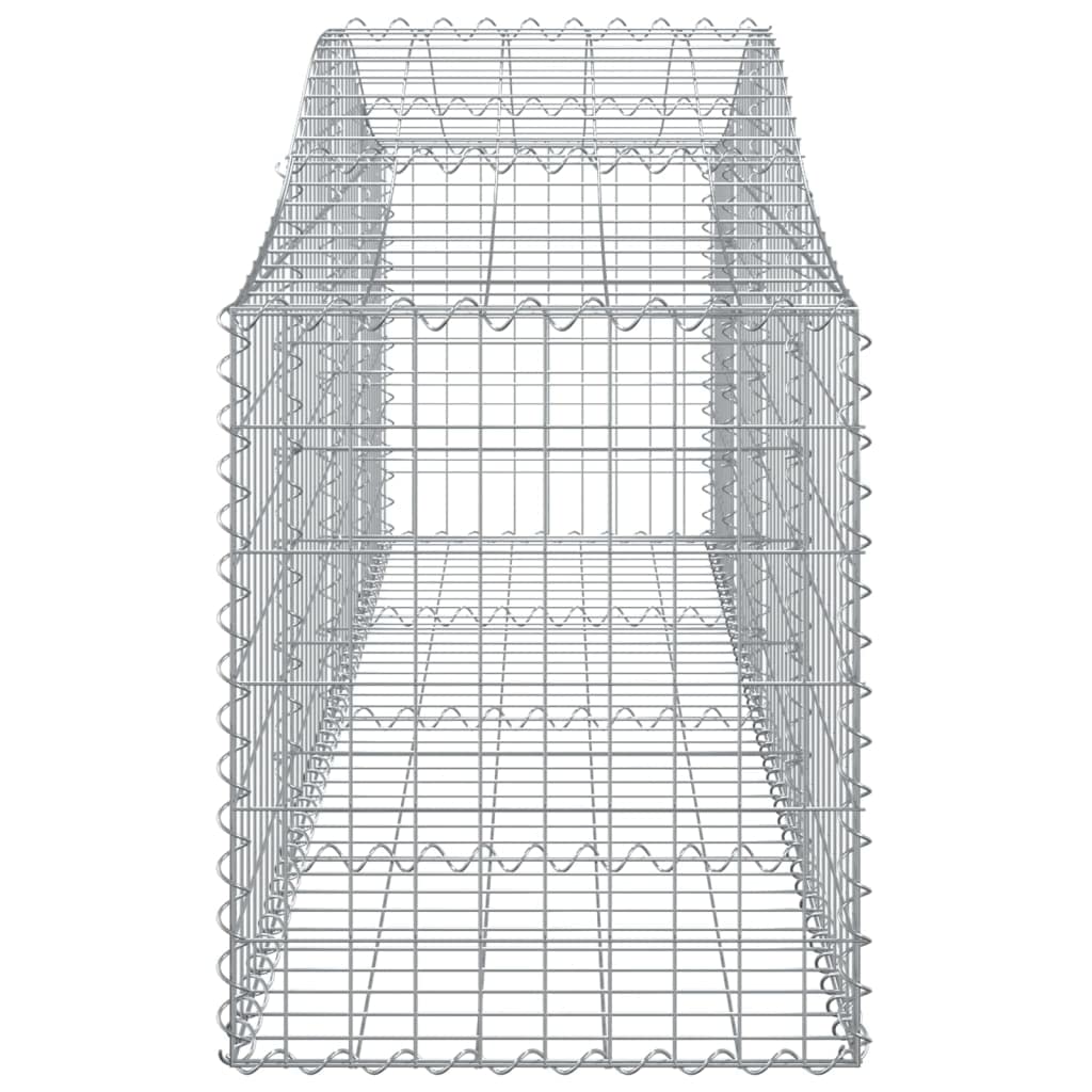 Gabionen mit Hochbogen 25 STK. 200x50x60/80 cm Drahtkorb Silber | Robuste Steinkörbe aus verzinktem Eisen für Terrasse und Vorgarten, inklusive verstärkter Verbindungs-Haken.