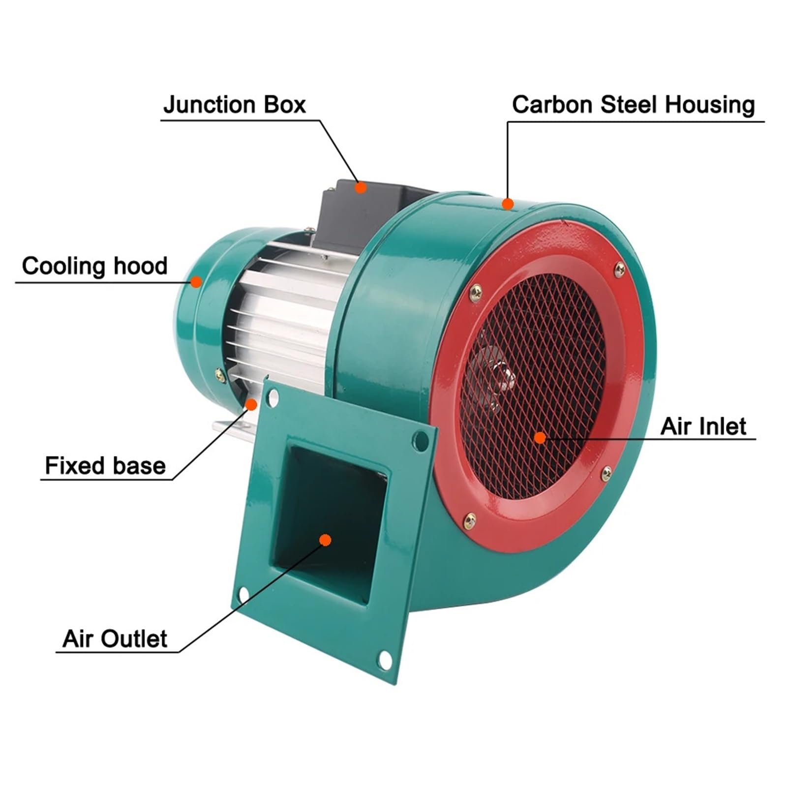 Aeratore centrifugo, Ventilatore di raffreddamento industriale a basso rumore centrifugo aspirante Multi-ala Piccolo Potente Estrazione dei fumi