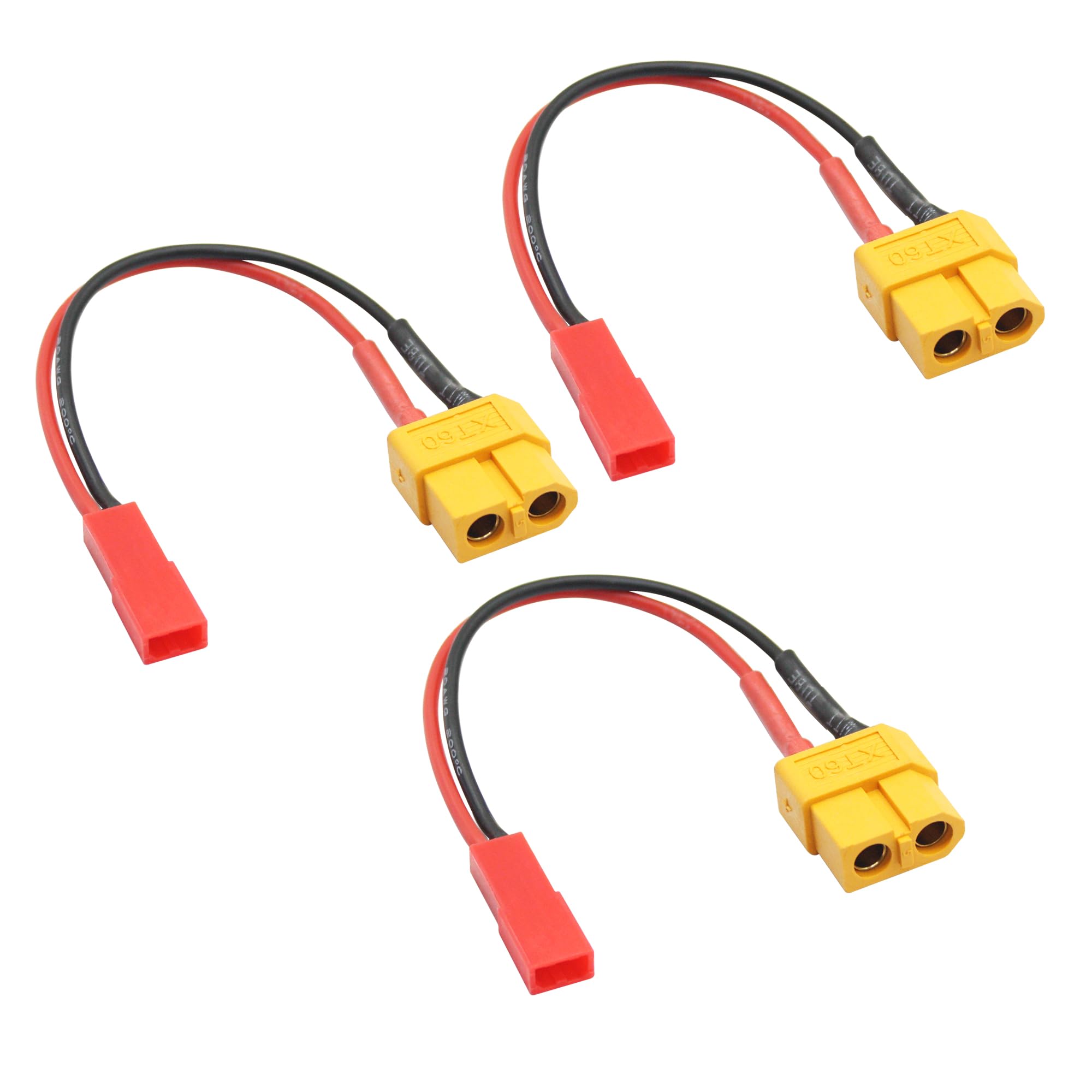 Maixbomr 3Pcs XT60 Female to JST Female Connector Adapter with 20awg 3inch Cable, for RC Lithium Battery Charging Connector Model Batteries Drone