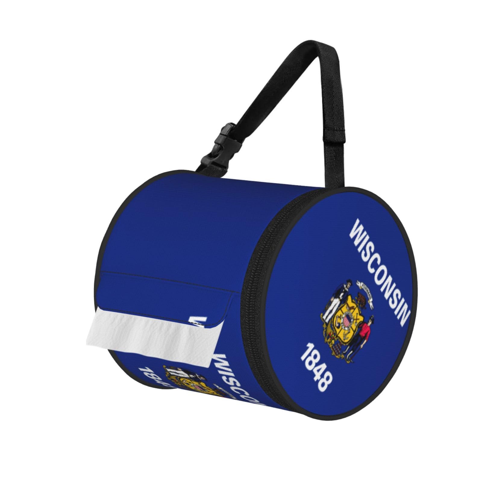 Wisconsin State Flag Print Fashion Tissues Organizer Box, Hanging Tissue Holder For Purse Coins For Car Office Daily Outing