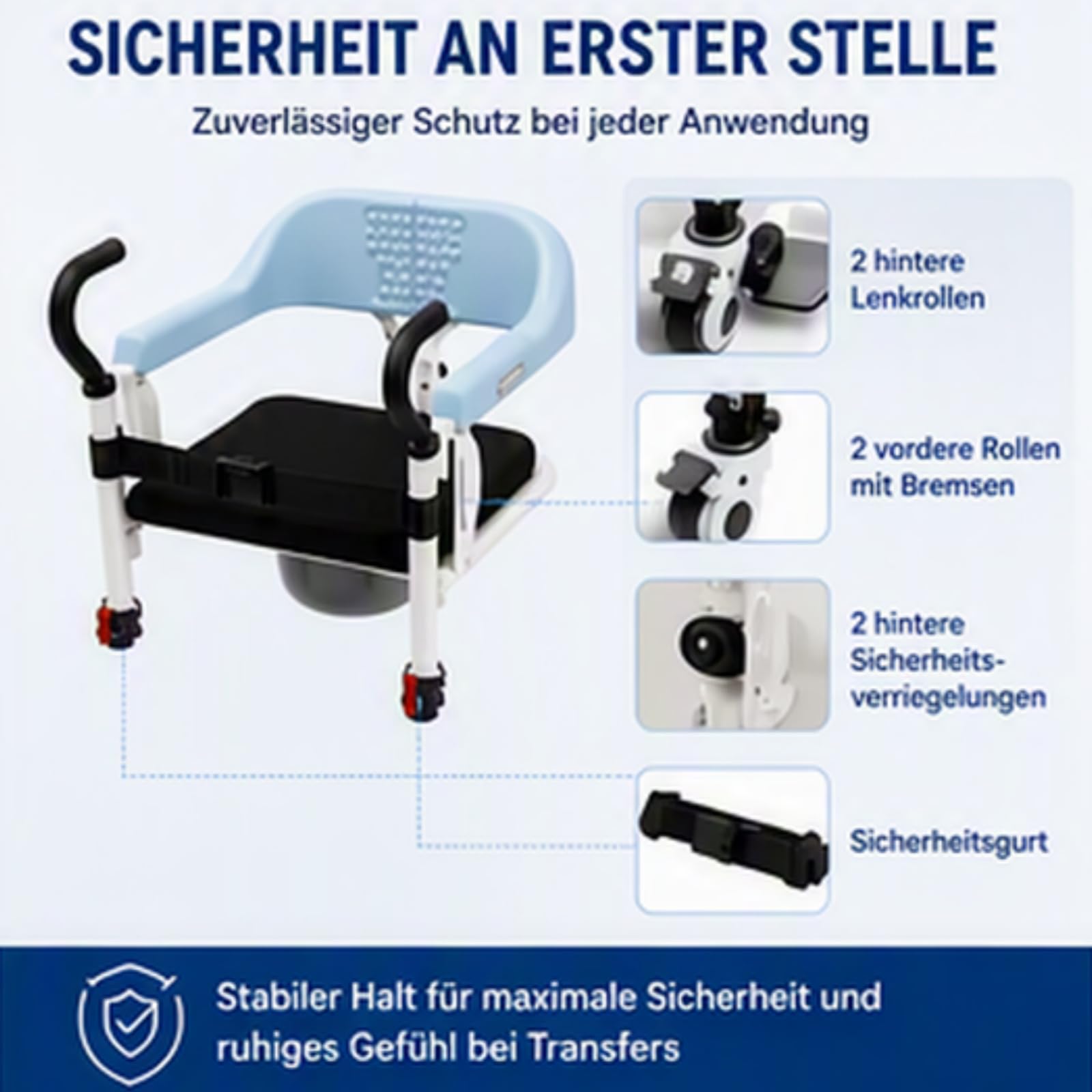 Sollevatore idraulico per pazienti, portata 120 kg, 82-96 cm, altezza