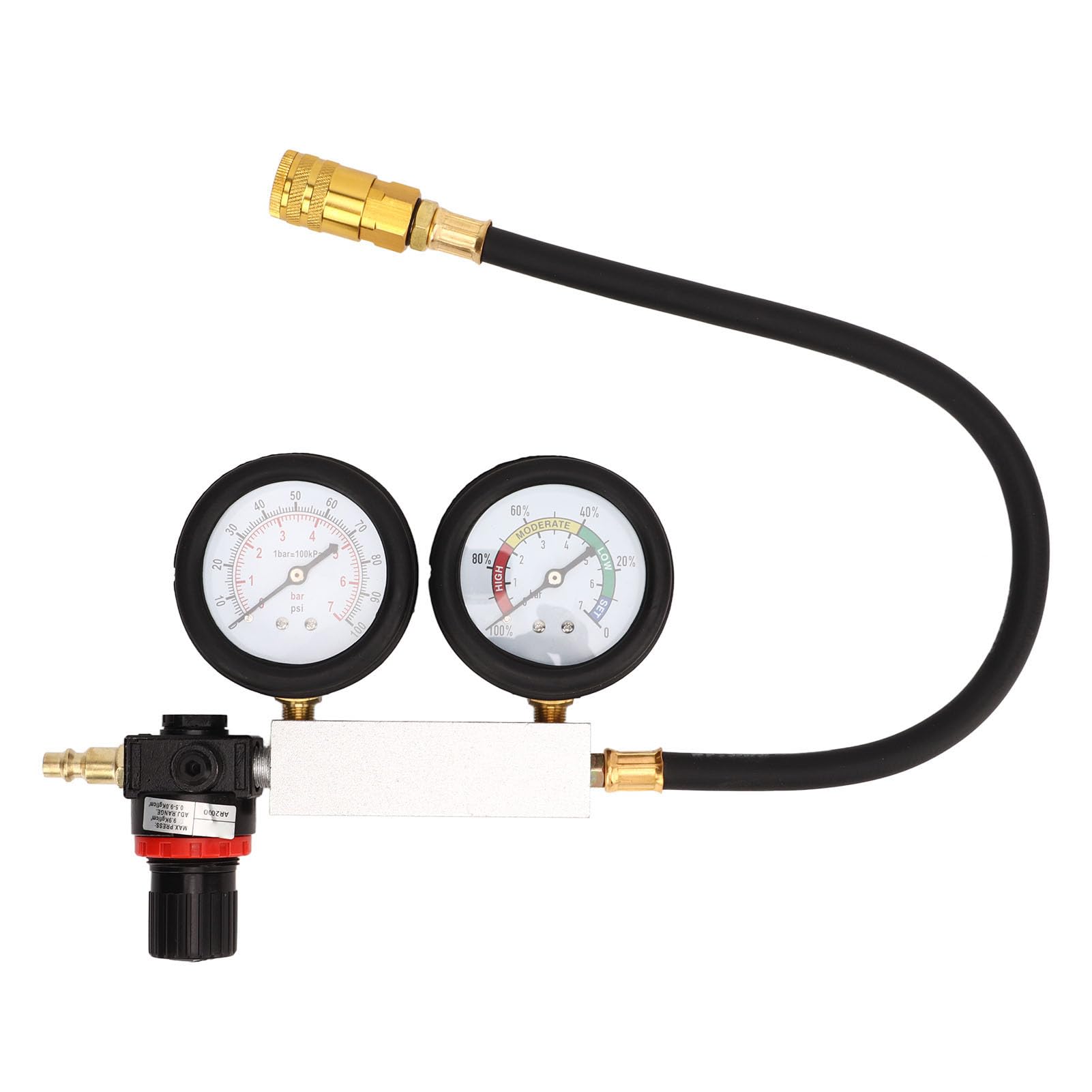 Kit de probador de fugas de cilindro kit de medidores de probador de compresión de motor para motor de gasolina con bujías de encendido de 14 mm 12 mm 10 mm