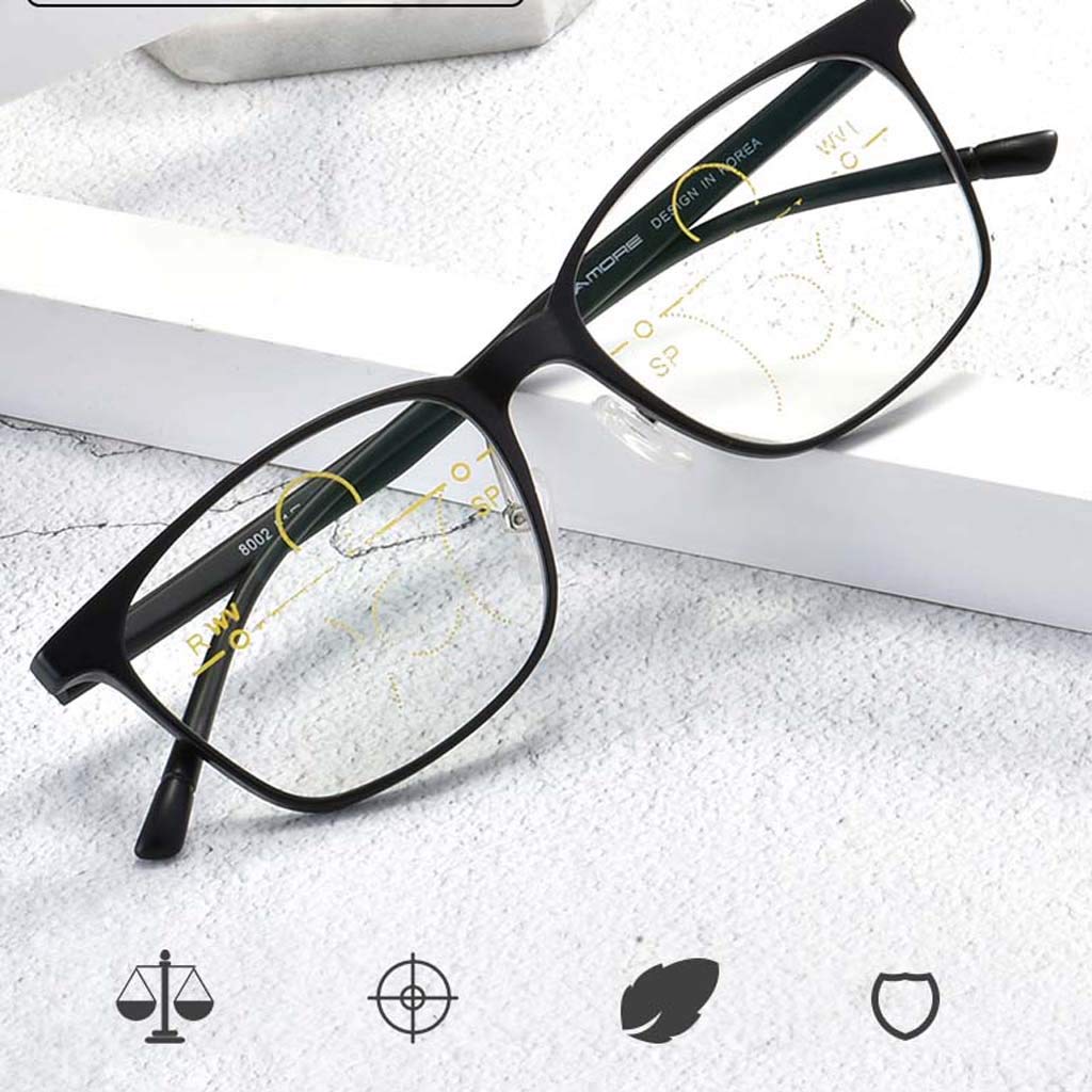 Gafas de Lectura Anti-Fatiga Azul para Hombres, mira lejos y Cerca de Doble Uso - Zoom automático HD Multi-función Espejo Anti-radiación de luz Antigua, Adecuado para la Vida Diaria