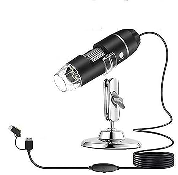 Smars HD 1920x1080P 3 in 1 50 to 1000x Magnification USB Digital Microscope, Endoscope with 2.0MP Camera 8 LEDs Stand Holder for Android Phone Tablet, Windows and MacBook OS Computer (Black)
